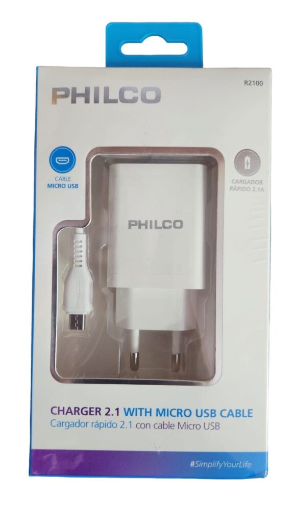 Cargador Rápido de Pared Philco 2.1a Micro USB